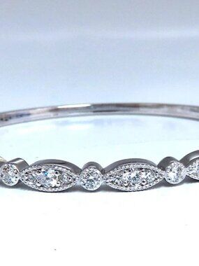 2.20ct Natural Diamonds Edwardian Style Bangle Bracelet 14kt Gold*